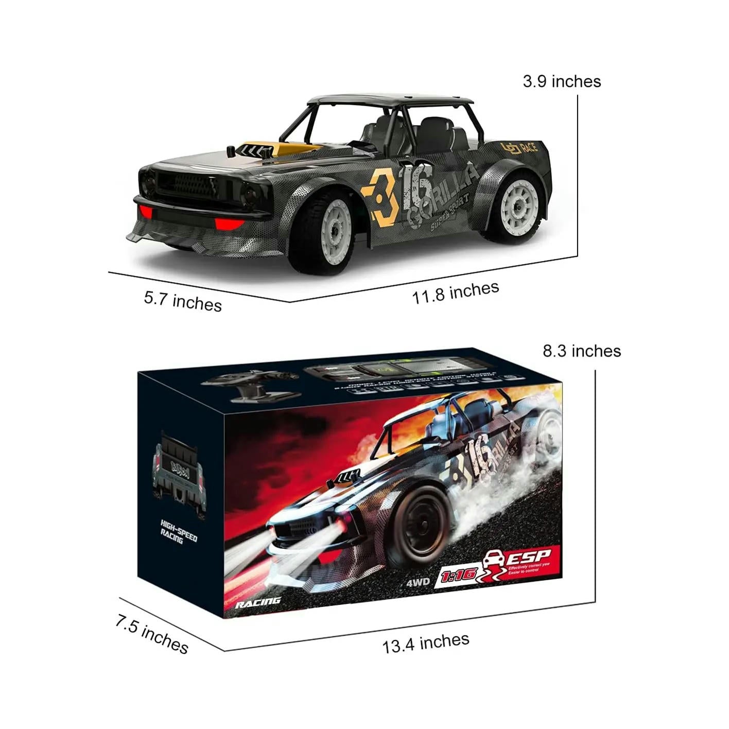 SG 1:16 RTR Drift RC 4WD On-Road, LED Headlights, 2