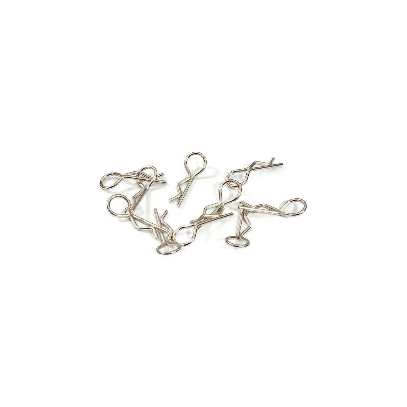 Image of Silver Bent-Up Body Clips (10pc) 1/10 RC Cars & Trucks INTC31149SILVER