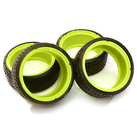 Image of Integy 1/10th Scale Touring Car Drift Tires w/Green Rings 4pcs INTOBM-1460GREEN