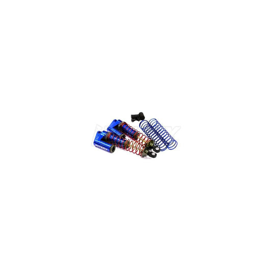 Image of Traxxas Stampede/Rustler 2WD Blue Alloy Rear Piggyback Shocks INTT7964BL