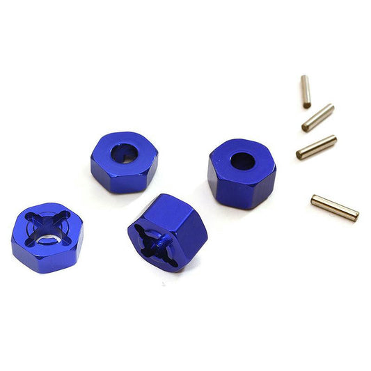 Image of Traxxas 2WD Stampede/Rustler/4Tec Blue Alloy Hex Wheel Hubs INTT8065BLUE