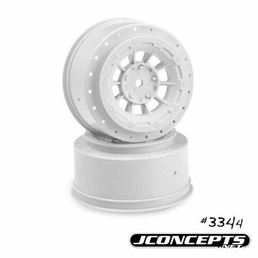 Image of J-Concepts Hazard SC5M Short Course Truck 3mm Offset 12mm Hex White Wheels
