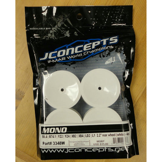 Image of Associated RC10 B6.1/B64 2.2 Rear White Dish Buggy Wheels 4pc JCO3348W