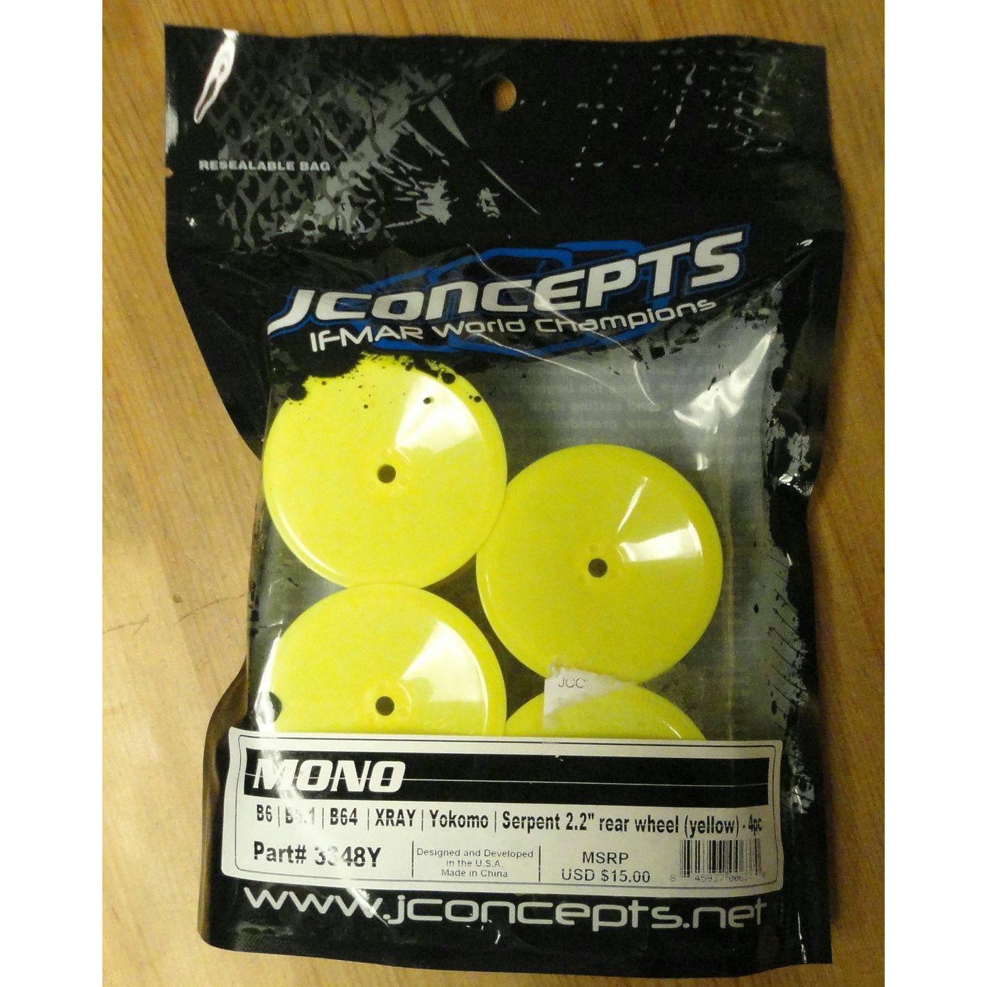 Image of Associated RC10 B6.1/B64 2.2 Rear Yellow Dish Buggy Wheels 4pc JCO3348Y