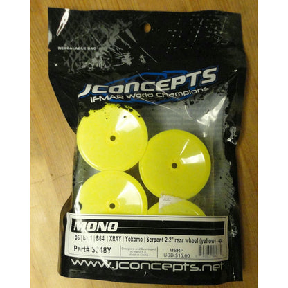 Image of Associated RC10 B6.1/B64 2.2 Rear Yellow Dish Buggy Wheels 4pc JCO3348Y