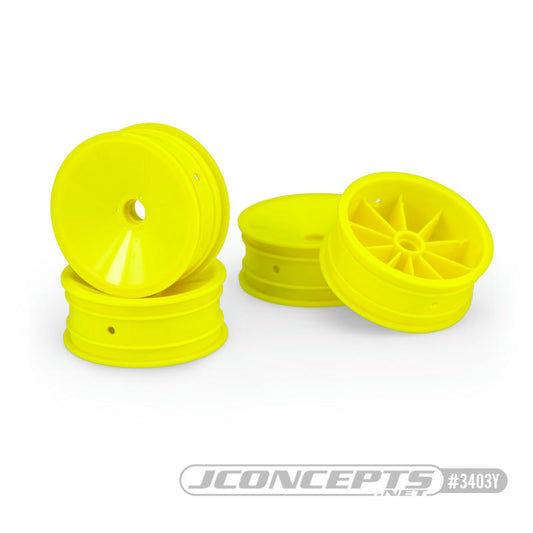 Image of Team Associated RC10 B2/RC10B3 2.2 3/16 Axle Yellow Front Dish Buggy Wheels 4pc