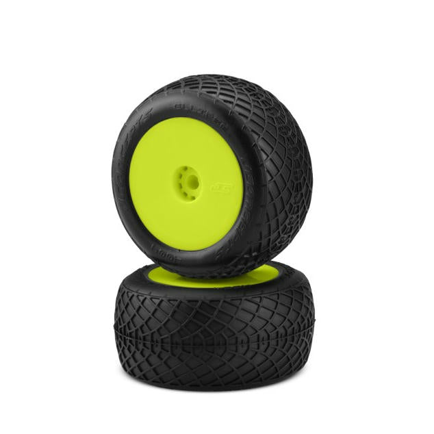 Image of Losi Mini-T 2.0 Mounted Ellipse Rear Tires/Yellow Wheels J-Concepts JCO40042221