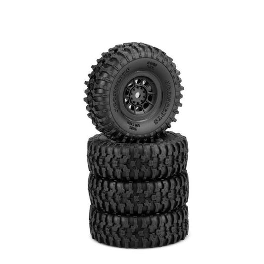 Image of Axial SCX24 1.0 Tusk Green Comp Tires Mounted on Hazard Wheels (4pcs)