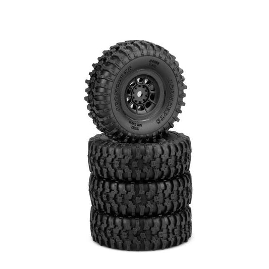 Image of Axial SCX24 1.0 Tusk Gold Comp Tires Mounted on Black Hazard Wheels (4pcs)