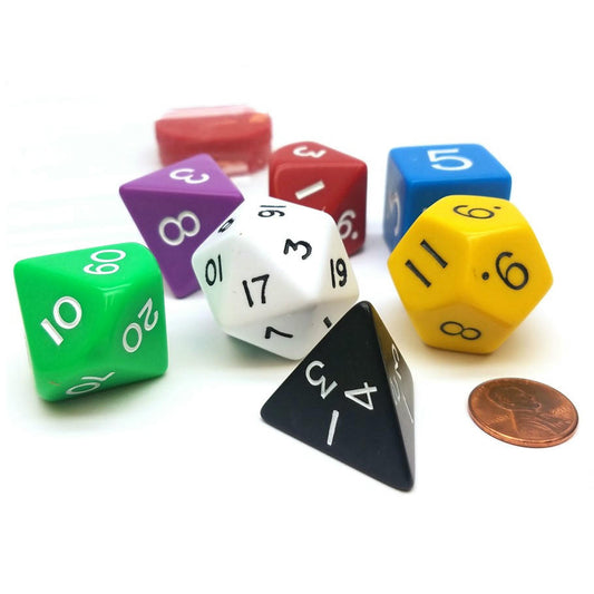 Image of Jumbo RPG Polyhedral Dice w/White Marks 7-Dice Set 20/12/10/%/8/6/4