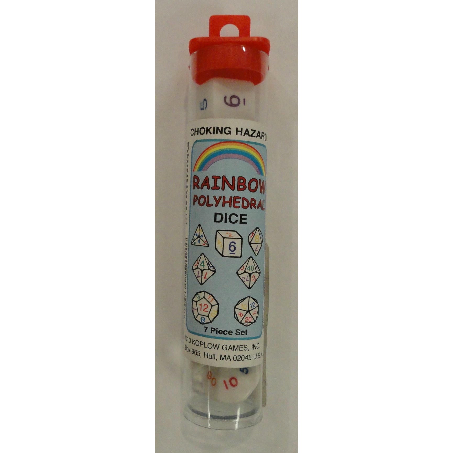 Image of Koplow White/Rainbow Roleplaying 7-Dice Set (D20/12/10/%/8/6/4) KPL16790