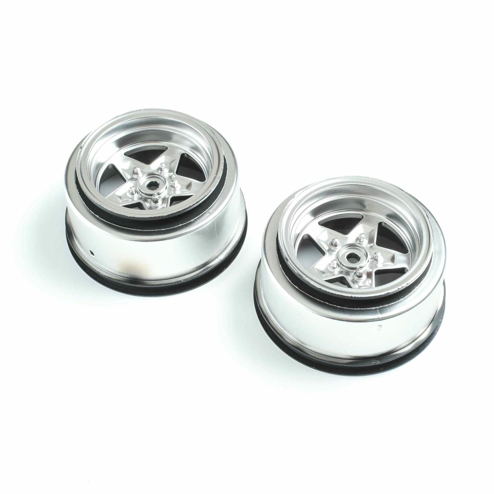 Image of Losi 22S Drag Car (Truck) Satin Chrome 2.2/3.0 Rear Wheels (2pcs) LOS43048