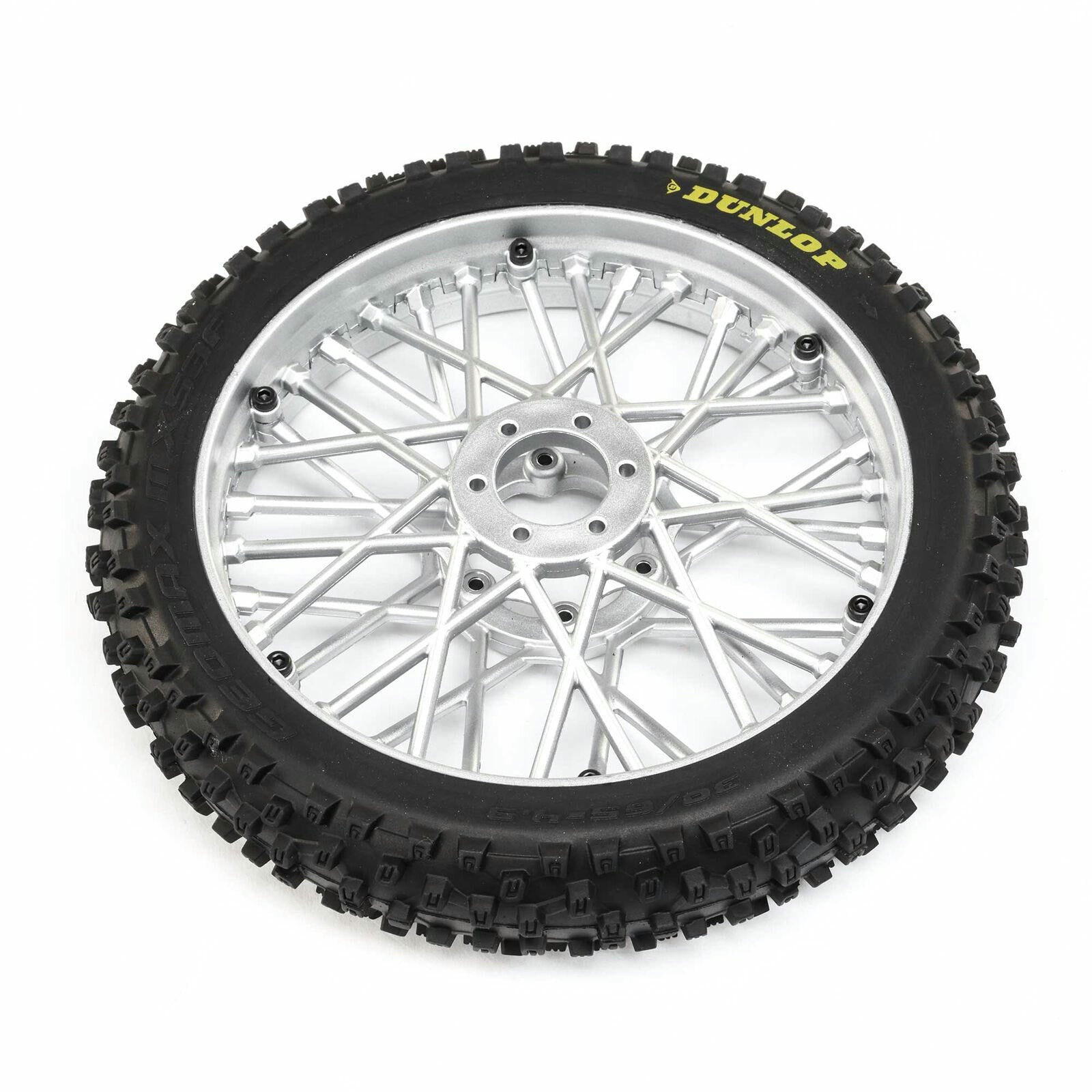 Image of Losi Promoto-MX Motorcycle Dunlop MX53 Mounted Front Tire/Chrome Wheel LOS46006