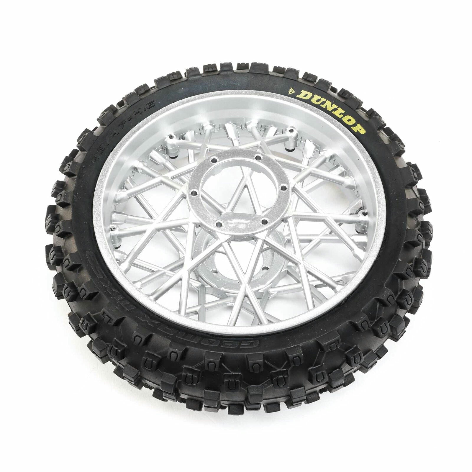 Image of Losi Promoto-MX Motorcycle Dunlop MX53 Mounted Rear Tire/Chrome Wheel 46007
