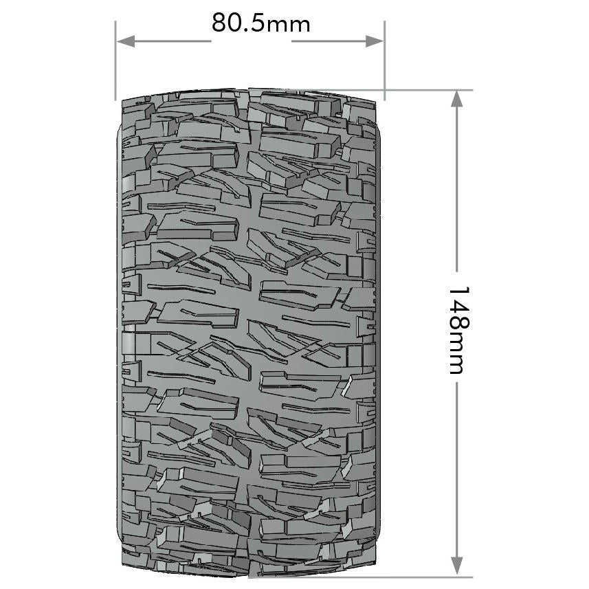 Image of Louise MT-Mallet Speed 1/8th Scale Mounted Monster Truck Tires 0 & 1/2 Offset