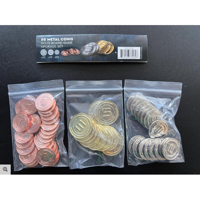 Image of Board Game Upgrade: Metal Coin Board Game Upgrade Set (50 SciFi Coins)