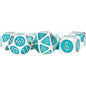 Image of 16mm Metal Digital Teal Polyhedral Dice 7-Dice Set (D20/12/10/%/8/6/4) MET022