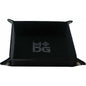 Image of 10x10 Black Folding Velvet Lined Dice Tray w/Leather Backing MET533