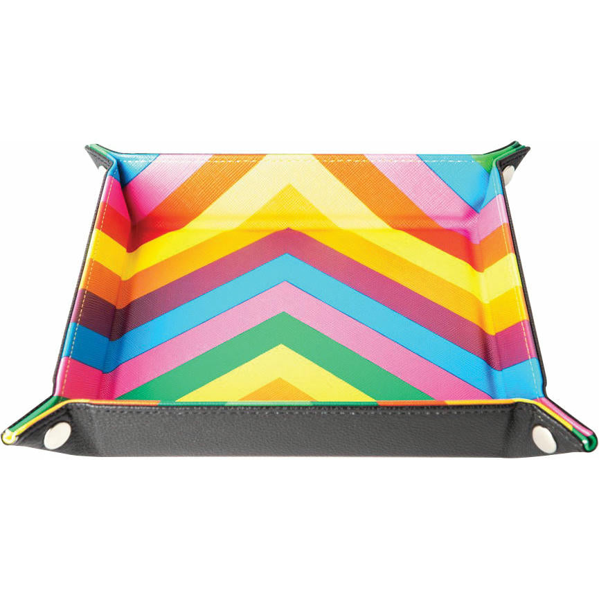 Image of 10x10 Rainbow Folding Lined Dice Tray w/Leather Backing MET534