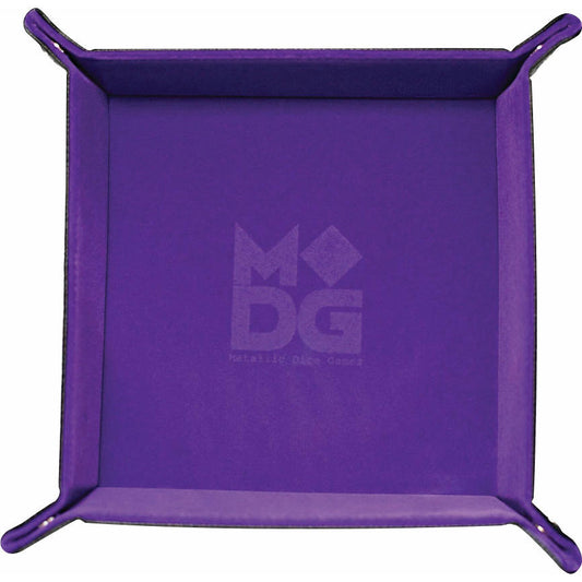 Image of 10x10 Purple Folding Velvet Lined Dice Tray w/Leather Backing MET537