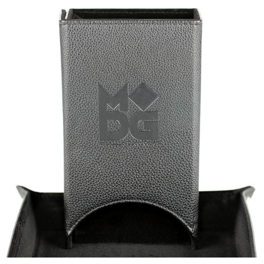Image of Black Leather Folding Dice Tower MET543