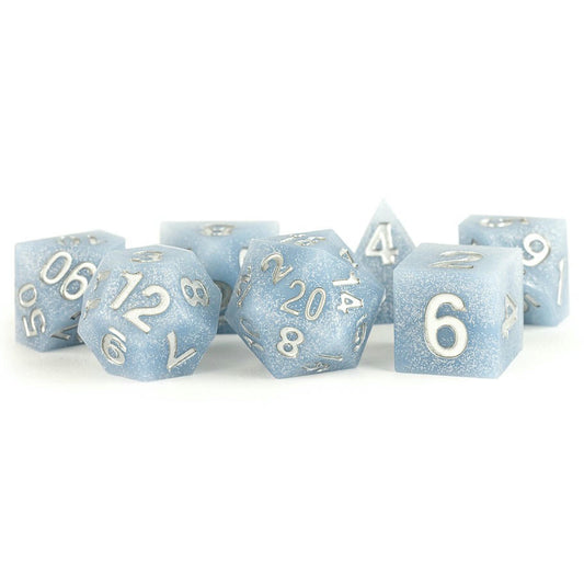 Image of 16mm Sharp Edge Silicone Glacial Debris Polyhedral Dice Set (D20/12/10/%/8/6/4)