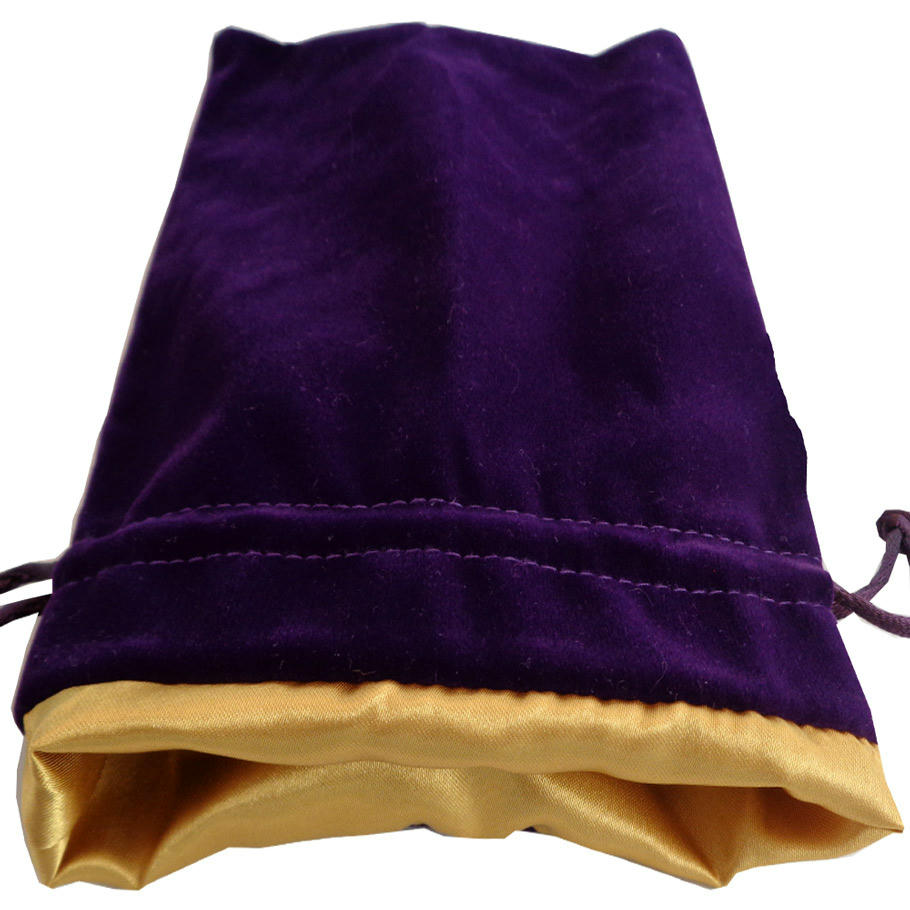 Image of Metallic Dice Games Purple Velvet/Gold Satin 4x6 Dice Bag MET9007