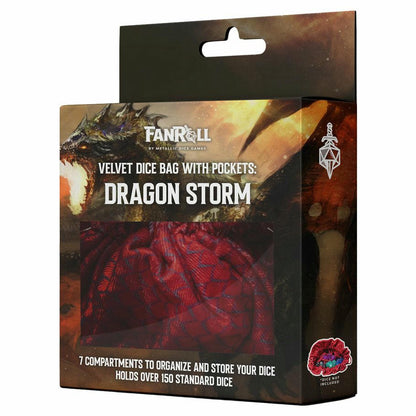Image of Fanroll Dragonstorm Red Velvet RPG Dice Bag w/Pockets MET9103