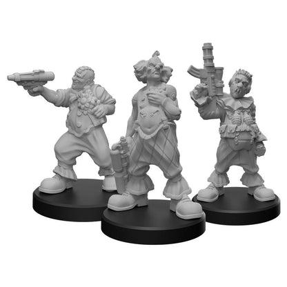 Image of Cyberpunk Red RPG Bozos A Bozo 1/Bozo 2/Bozo 3 Cllown Miniatures MFC33019