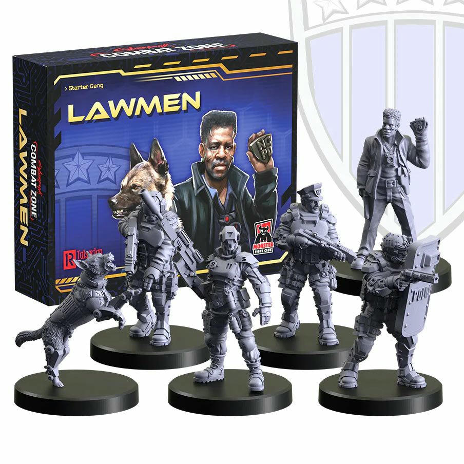 Image of Cyberpunk Combat Zone Generation Red Lawmen Starter Gang Miniatures Set