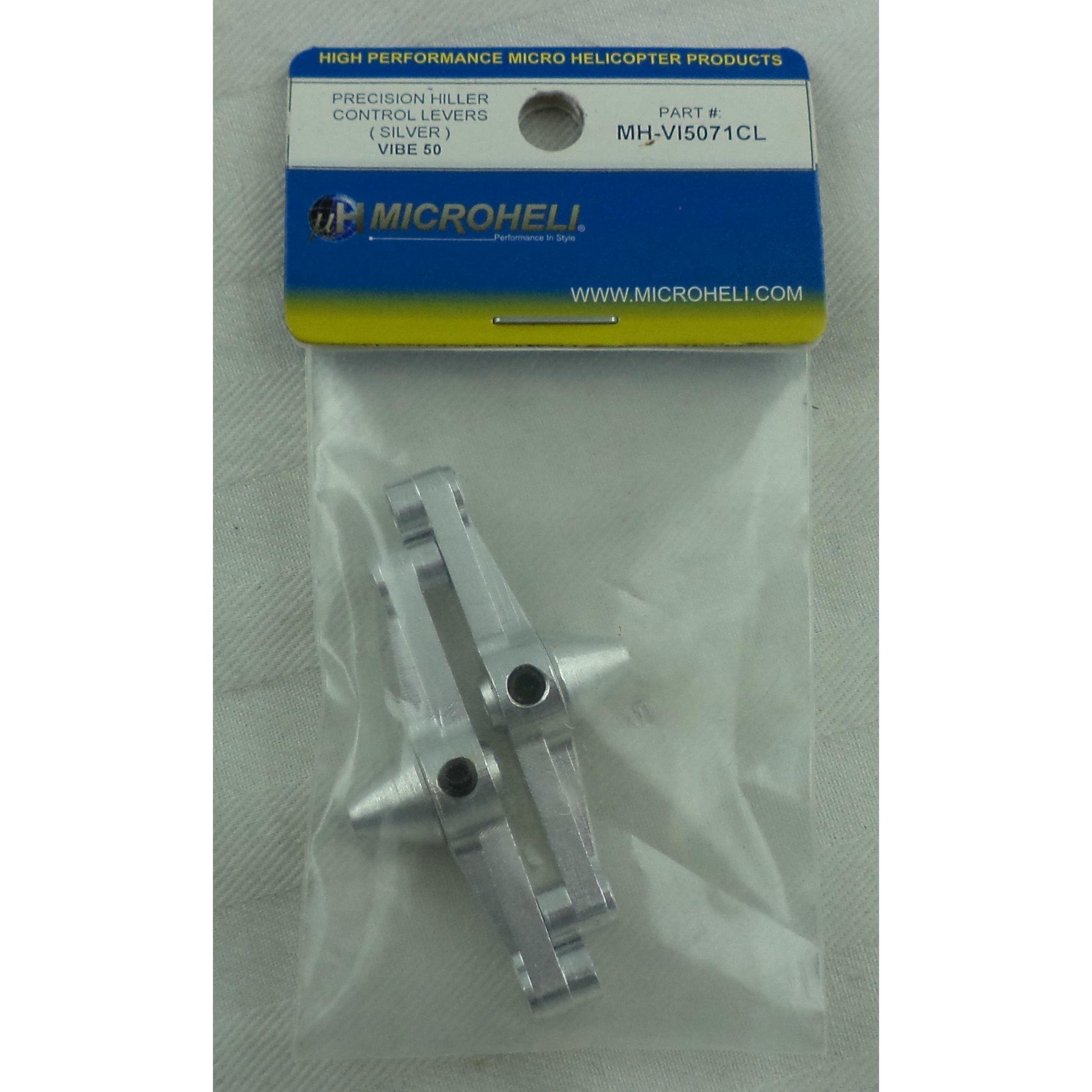 Image of Vibe 50 Helicopter Silver Alloy Hiller Control Arms MHEVI5071CL Micro Heli