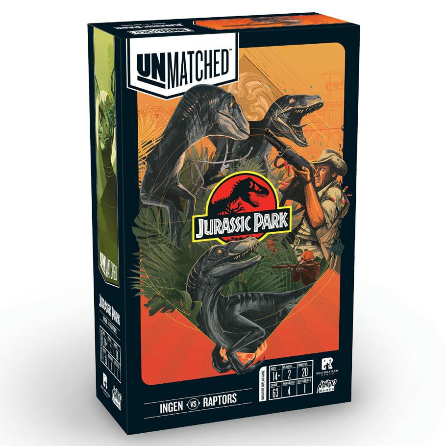 Image of Unmatched: Jurassic Park: INGEN vs Raptors Board Game Mondo Games MNGMG-UMJP001
