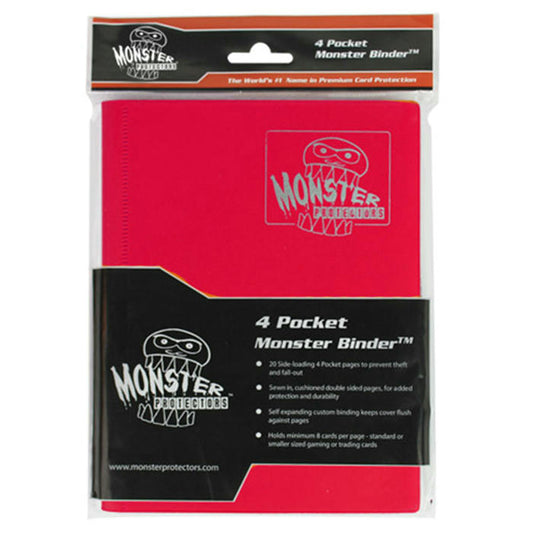 Image of Monster 4-Pocket Matte Red trading Card Binder (160 Card Capacity) MON4PMRD