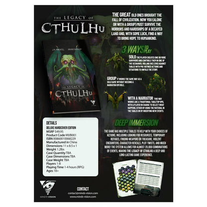 Image of The Legacy of Cthulhu Solo-Roleplaying Game RPG by Mind's Vision MVB001