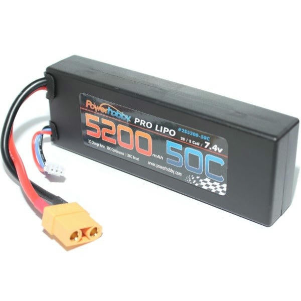 Image of Power Hobby 7.4V 5200mAh 2S 50C Lithium Polymer Battery w/XT90 PHB2S520050C