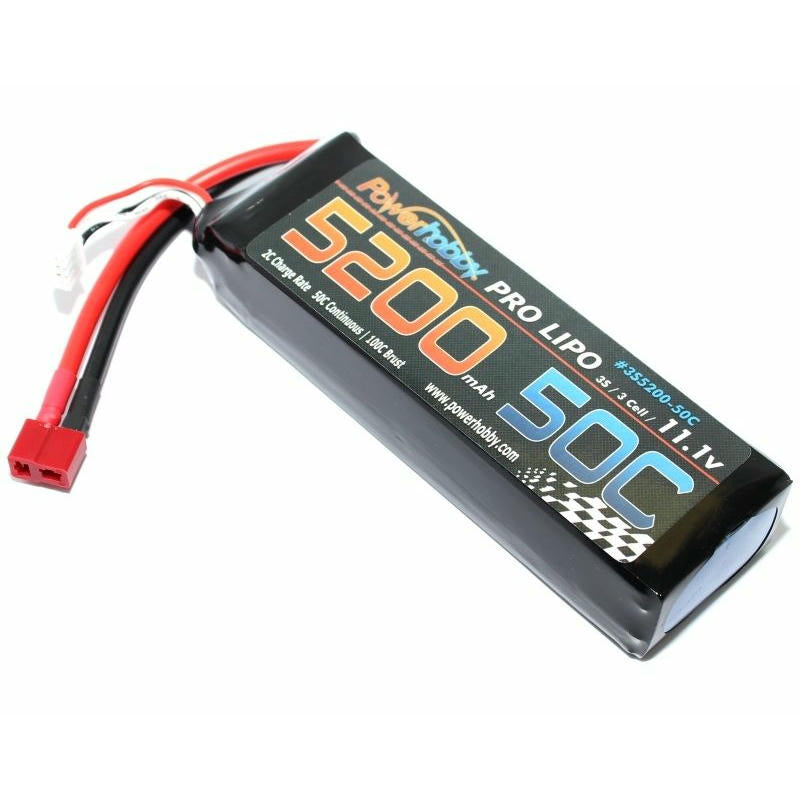 Image of Power Hobby 11.1V 5200mAh 3S 50C Lithium Polymer Battery w/Deans PHB3S520050CDNS