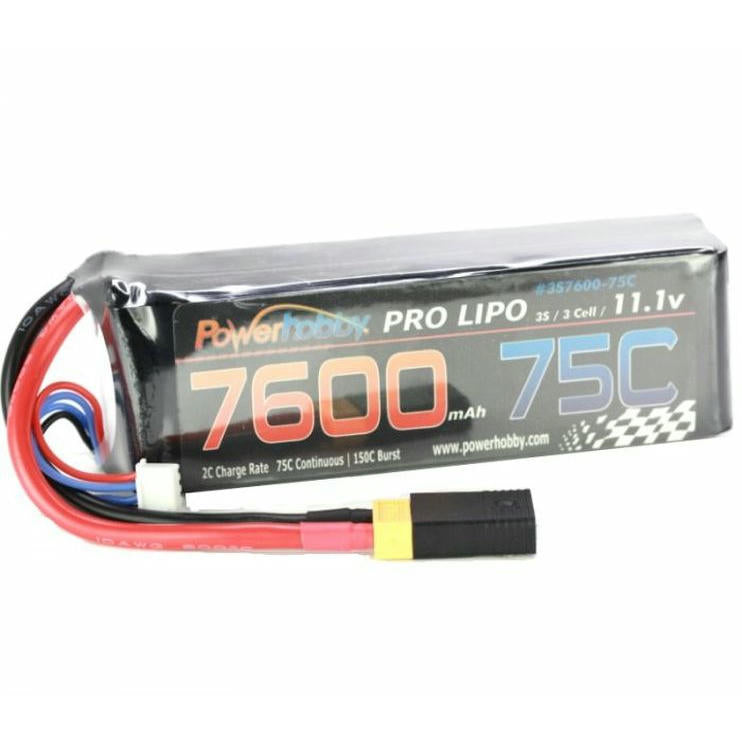 Image of Power Hobby 11.1V 7600mAh 3S 75C Lithium Polymer Battery w/XT60 PHB3S760075CXT60