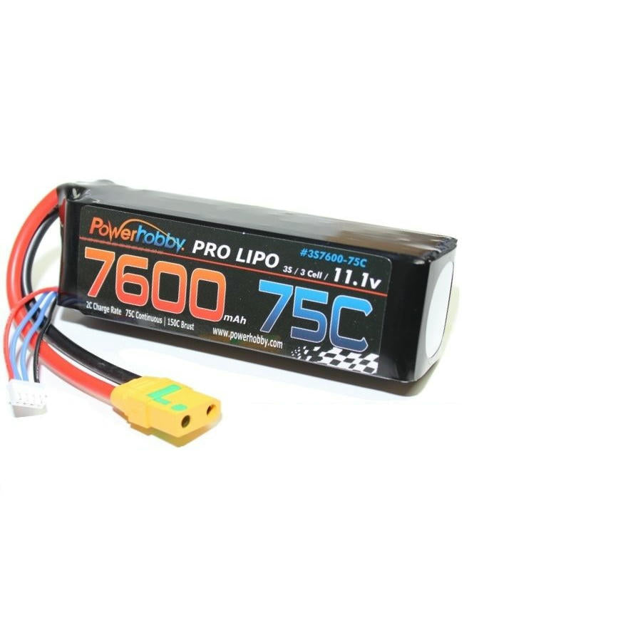 Image of Power Hobby 11.1V 7600mAh 3S 75C Lithium Polymer Battery w/XT90 PHB3S760075CXT90