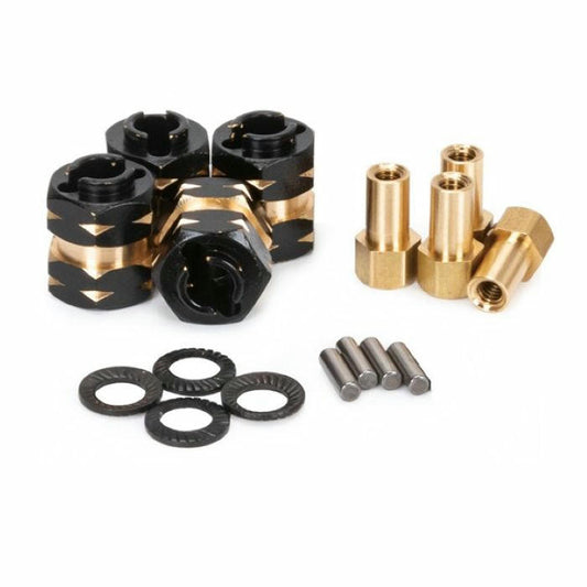 Image of Axial SCX24 Brass Extended (+5mm per Side) Hex Hub Wheel Spacers (4pcs) PHB5210