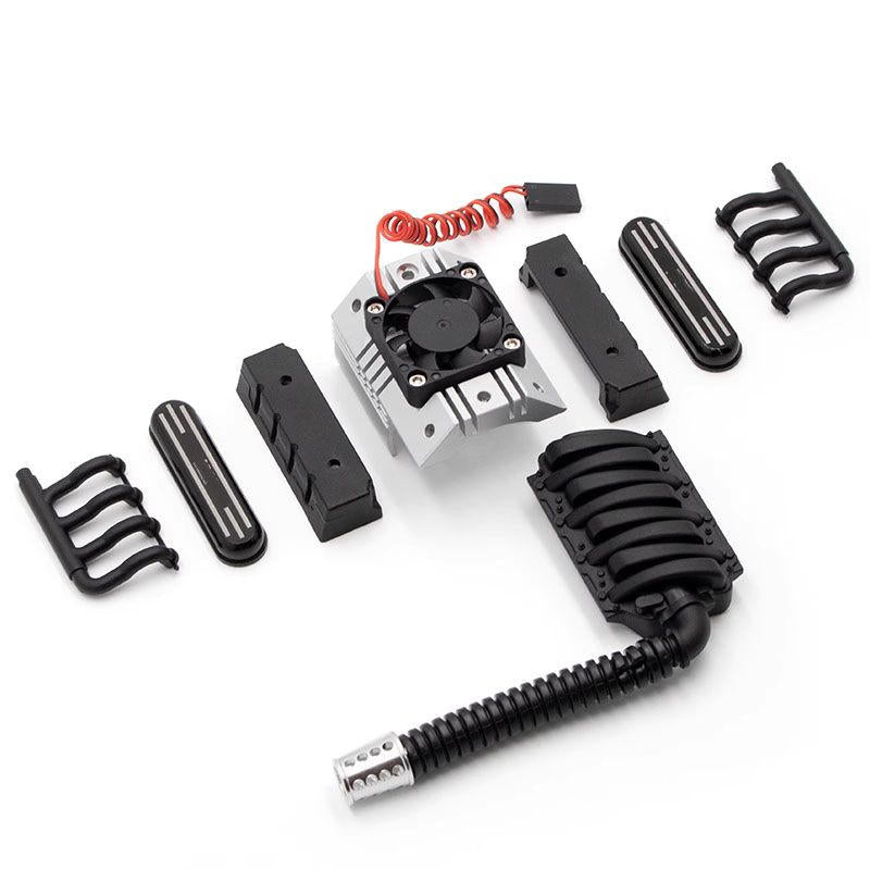Image of V8 Engine Motor Heatsinks & Cooling Fan, for TRX-4 / SCX10