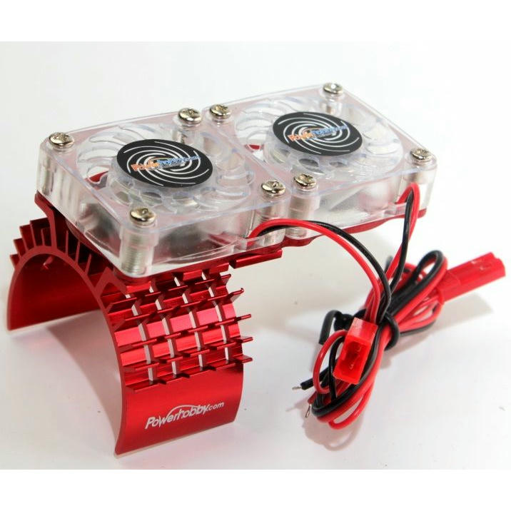 Image of Traxxas Slash 4x4 Red Alloy Motor Heat Sink w/Twin High Speed Cooling Fans