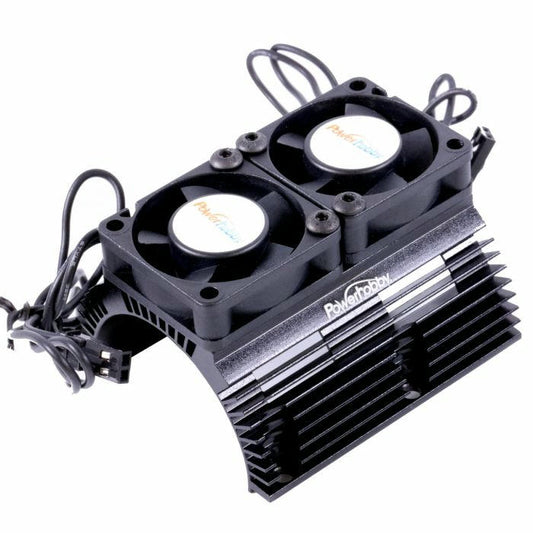 Image of Powerhobby Black Heat Sink w Twin Turbo High Speed Cooling Fans 1/8 Motors