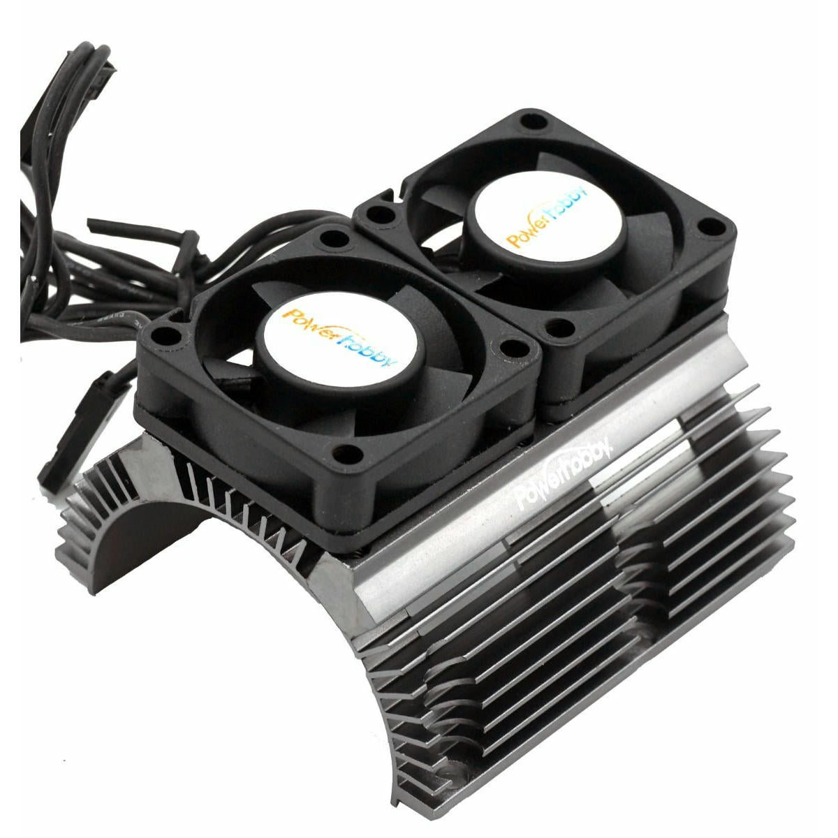 Image of Powerhobby Gunmetal Heat Sink w Twin Turbo High Speed Cooling Fans 1/8 Motors