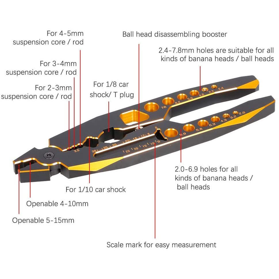 Image of Aluminum Multi-Function Plier Tool Shock Shaft Rod Ball