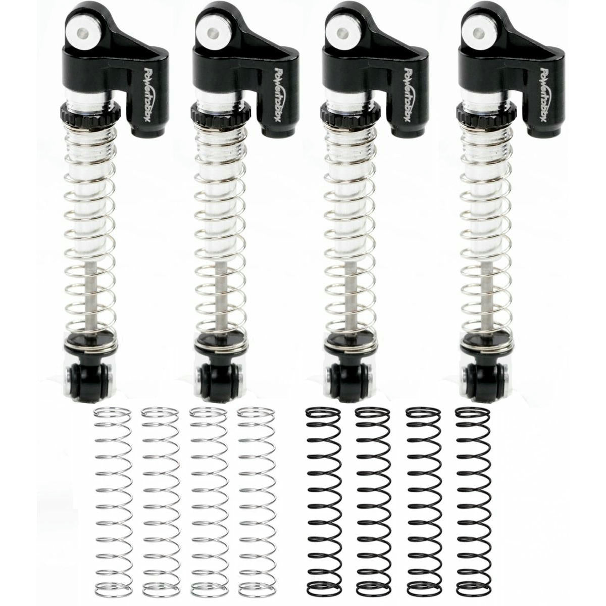 Image of 1/24th Micro Rock Crawler Black 48mnm Long Travel Threaded-Body Alloy Shocks 4pc
