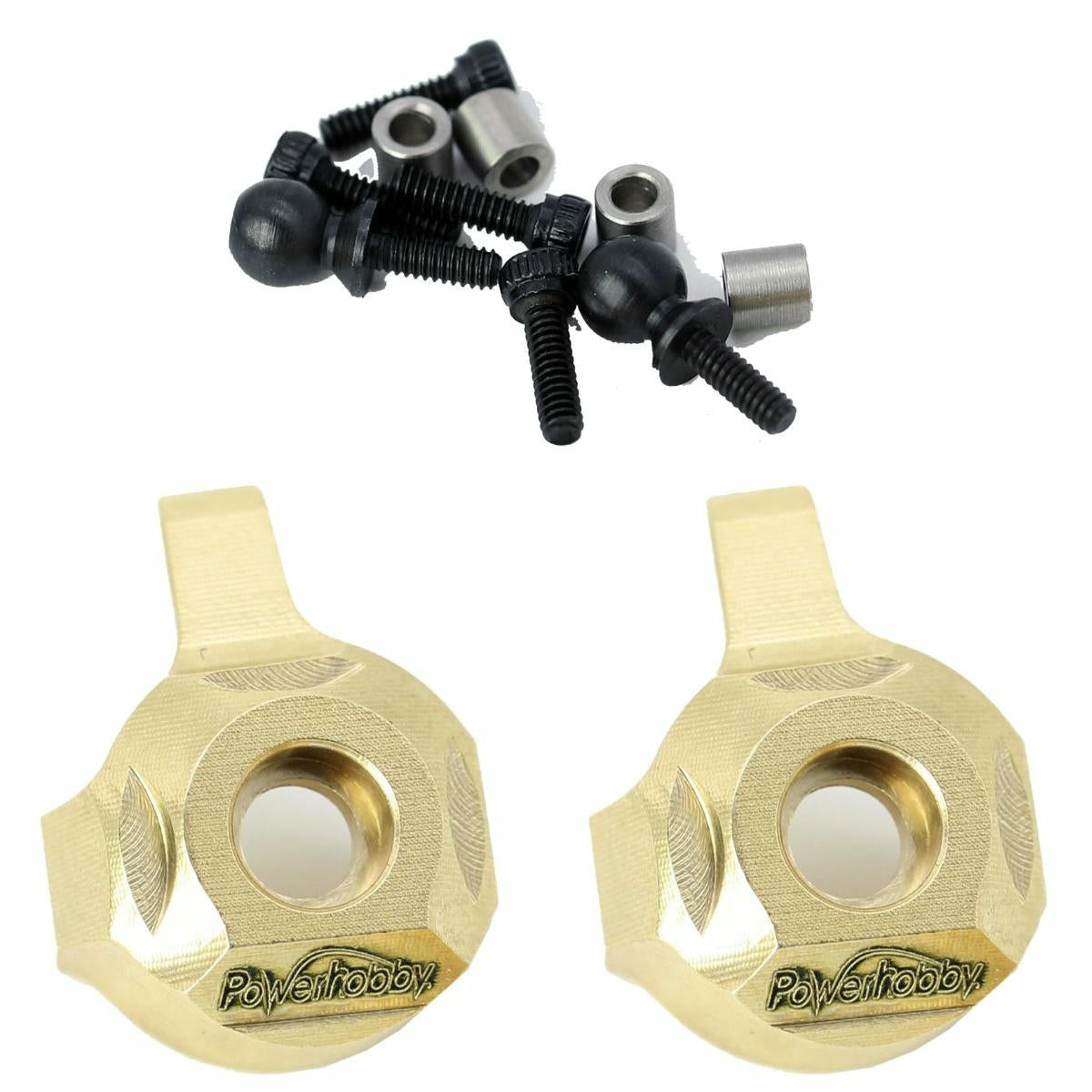 Image of Axial SCX24 Rock Crawler Brass Front Steering Knuckles Power Hobby PHBPHSCX2407