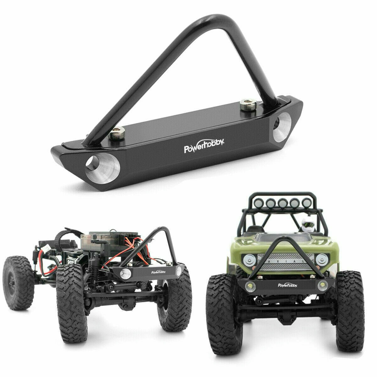 Image of Axial SCX24 Deadbolt/Jeep Black Aluminum Front Bumper Power Hobby PHBPHSCX2408