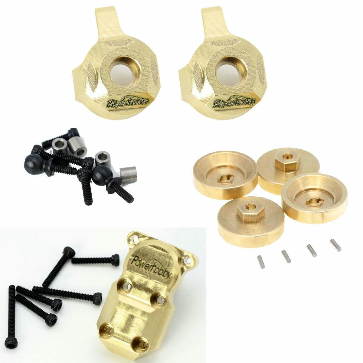 Image of Axial SCX24 Brass Hubs/Knuckles/Diff Cover Combo Power Hobby