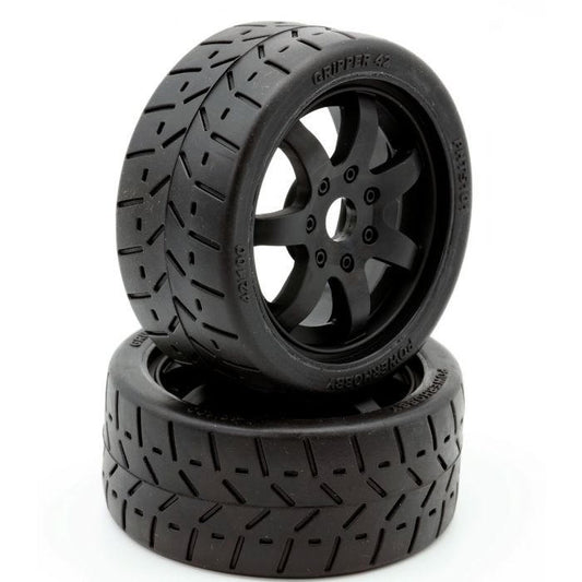 Image of 1/8 Gripper 42/100 Belted Mounted Tires 17mm Black