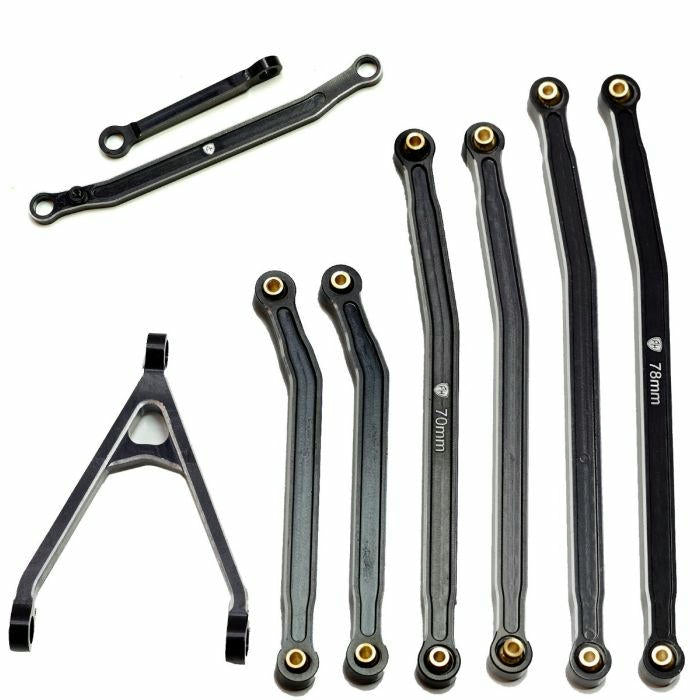 Image of Axial SCX24 Gladiator Black Alloy High-Clearance Linkage Set PHBSCX24130BLACK